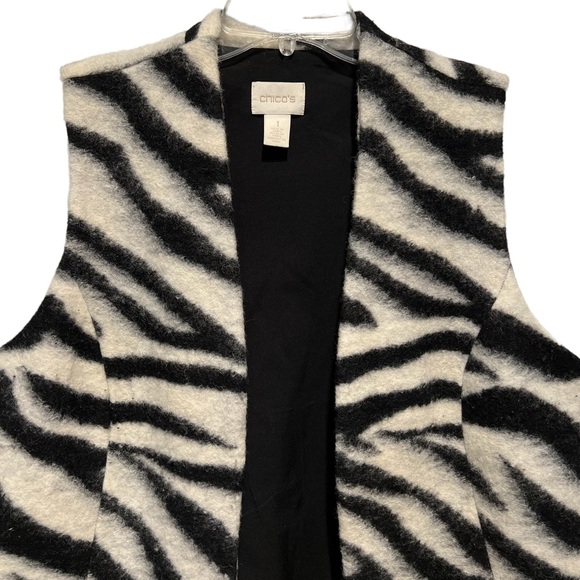 CHICO’S Zebra Print Wool Blend Vest Medium - Picture 5 of 14